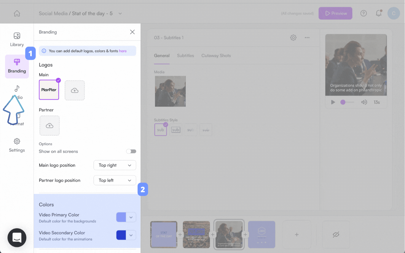 How do I change the background colors of my video? PlayPlay